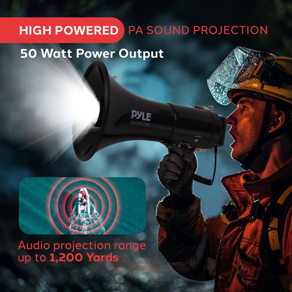 HIGH POWERED PA SOUND PROJECTION

50 Watt Power Output

Audio projection range up to 1,200 Yards