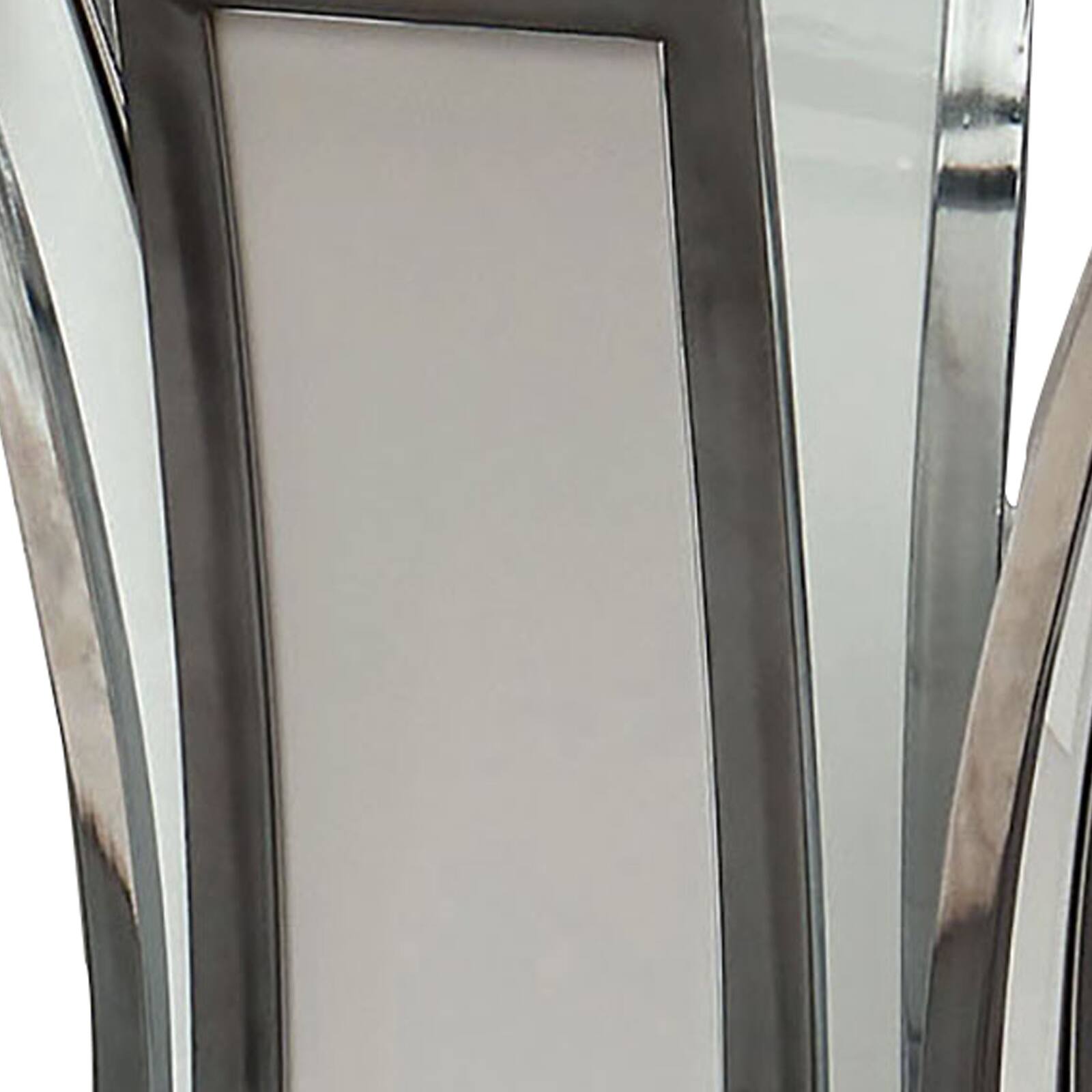 Alt View 2. Manhattan Lane - Chrome Trim Flared Base End Table with Glass Top - White and Silver.