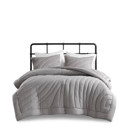 Gracie Mills - Elena Poly Jersey Puffy Comforter Set - Gray