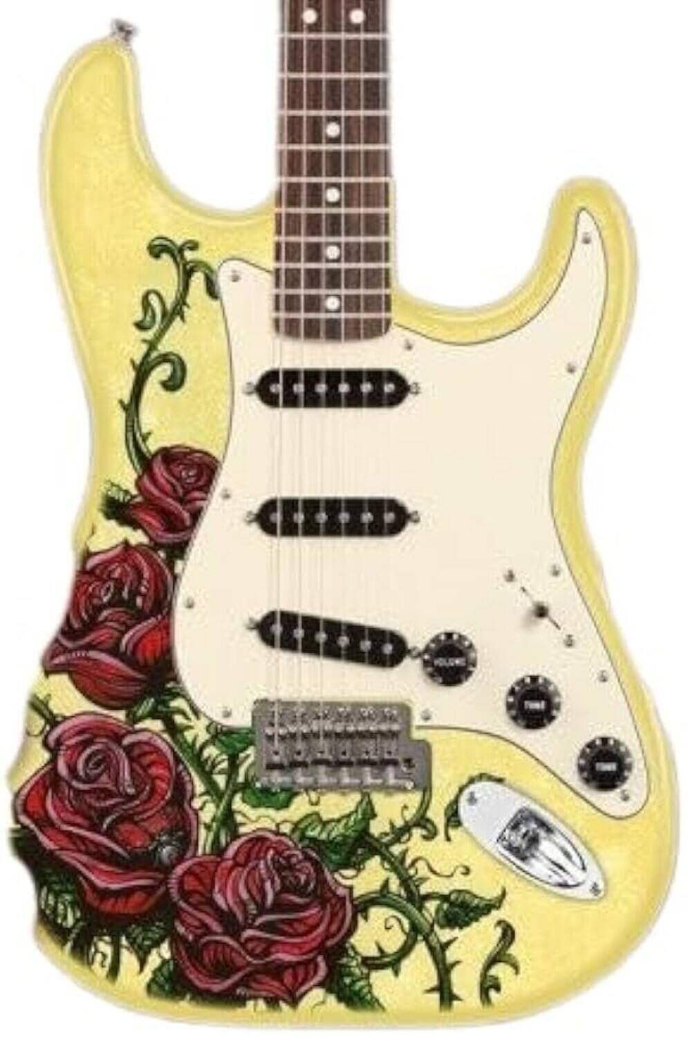 Axe Heaven David Lozeau Fender Strat - Roses Tattoo Mini Guitar DL-572 - COLLECTIBLES