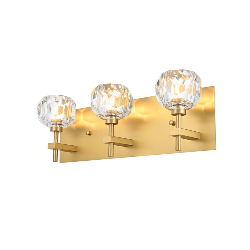 Alt View 3. Elegant Lighting - Graham 3 Light Wall Sconce in Gold - Gold And Clear.
