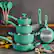 Left. Tramontina - 14PC Cold Forged Cookware Set - Teal.