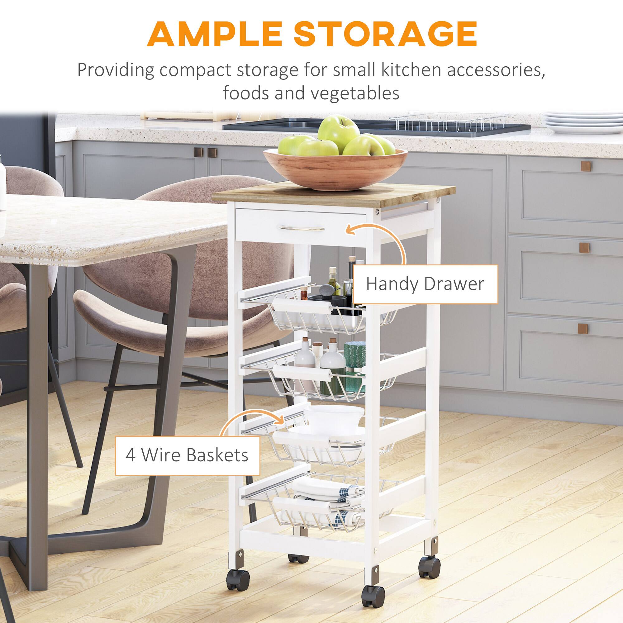 AMPLE STORAGE
Providing compact storage for small kitchen accessories, foods and vegetables
Handy Drawer
4 Wire Baskets