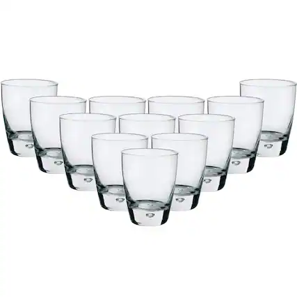 Front. Bormioli Rocco - Bormioli Rocco Luna Rocks Glasses Set of 12, Clear 8.75 Oz, Bubble Base Tumblers - Clear.