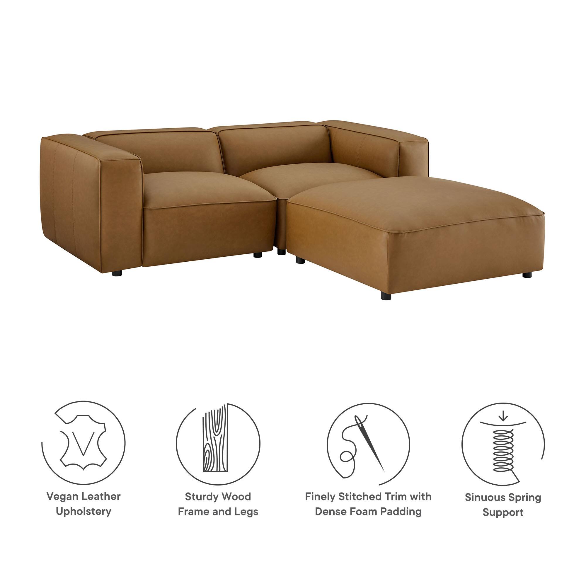 Vegan Leather Upholstery, Sturdy Wood Frame and Legs, Finely Stitched Trim with Dense Foam Padding, 800000 Sinuous Spring Support
