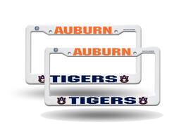 Rico Industries - Auburn University Tigers Raised Letter White Plastic License Plate Frame Set - Multi