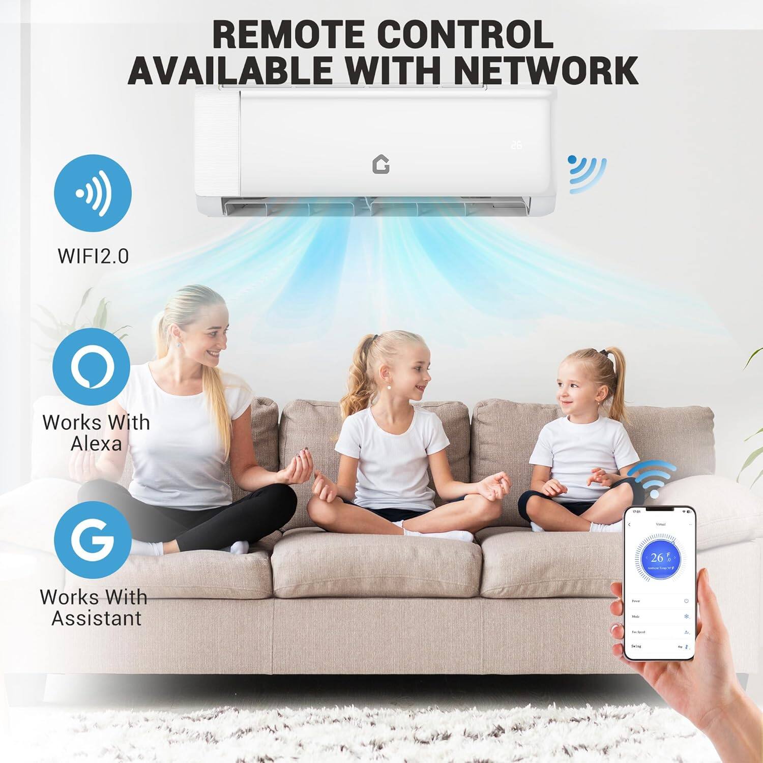 REMOTE CONTROL AVAILABLE WITH NETWORK

- WIFI2.0
- Works With Alexa
- Works With Assistant