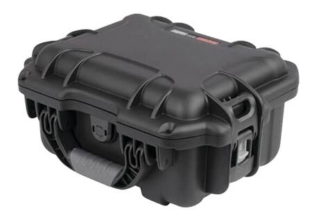 Front. Gator Frameworks - Waterproof Case for Handheld Wired Microphones for 6 Mics, with Soft Grip Comfort Handle and Impact Proof Construction.