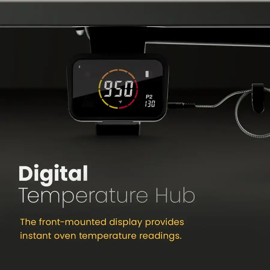Digital Temperature Hub: The front-mounted display provides instant oven temperature readings.