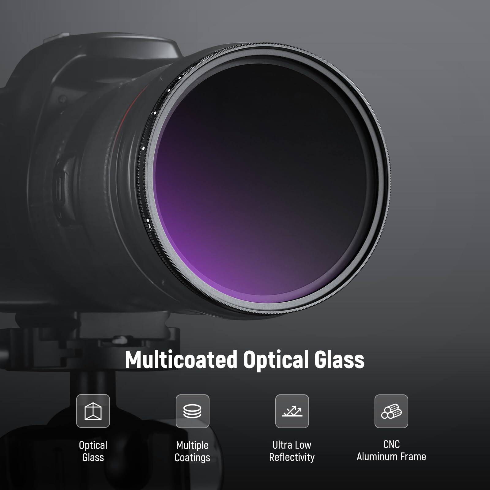 Multicoated Optical Glass  
Optical Glass  
Multiple Coatings  
Ultra Low Reflectivity  
CNC Aluminum Frame