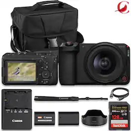 Bundle - Canon - EOS R6 V Mirrorless Camera with RF Lens, 128GB Memory Card & Extra Battery - Black