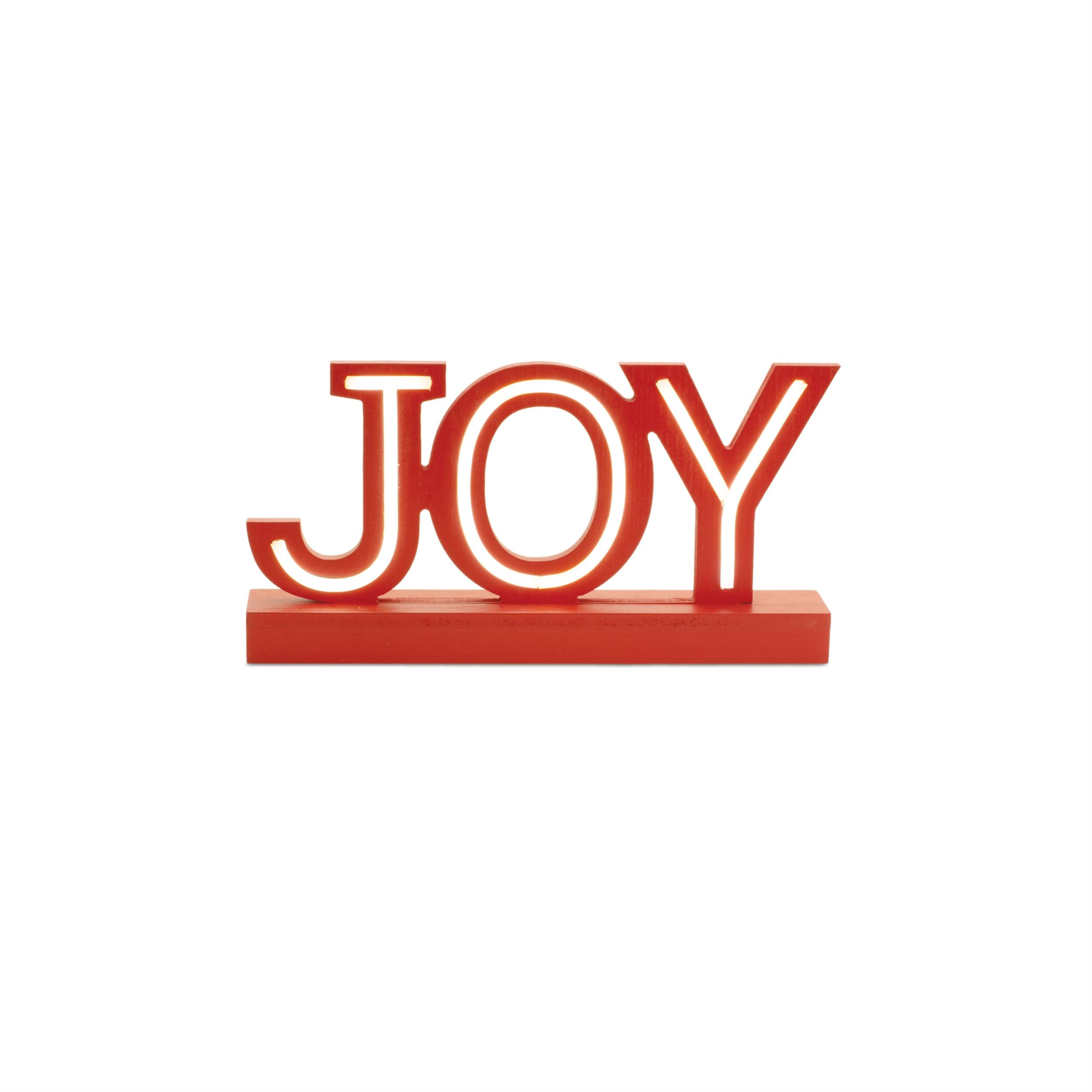 Back. BreeBe - LED Joy and Merry Tabletop Sign (Set of 2) - Red, White.