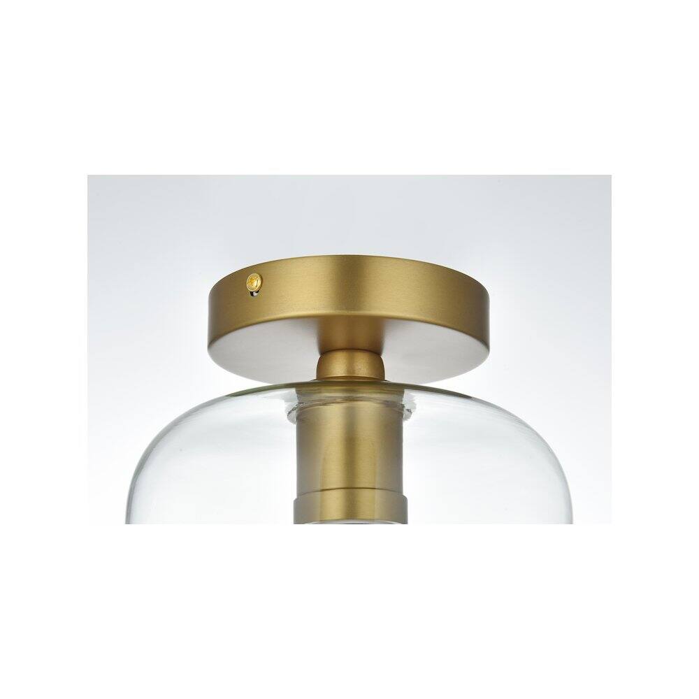 Alt View 2. Living District - Collier 7.5 Inch Flush Mount Ceiling Light Clear Shade in Satin Gold - Satin Gold And Clear.