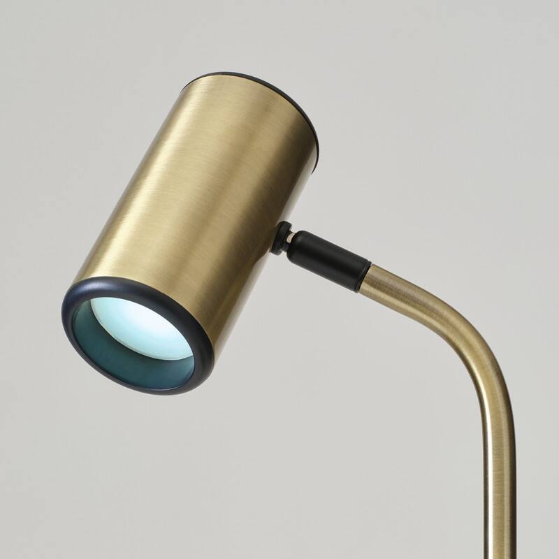 Alt View 1. Brightech - Ezra LED Modern Industrial Arc Dimmable Bedside Nightstand Desk Lamp with Wireless Charging Pad - Antiqued Brass.