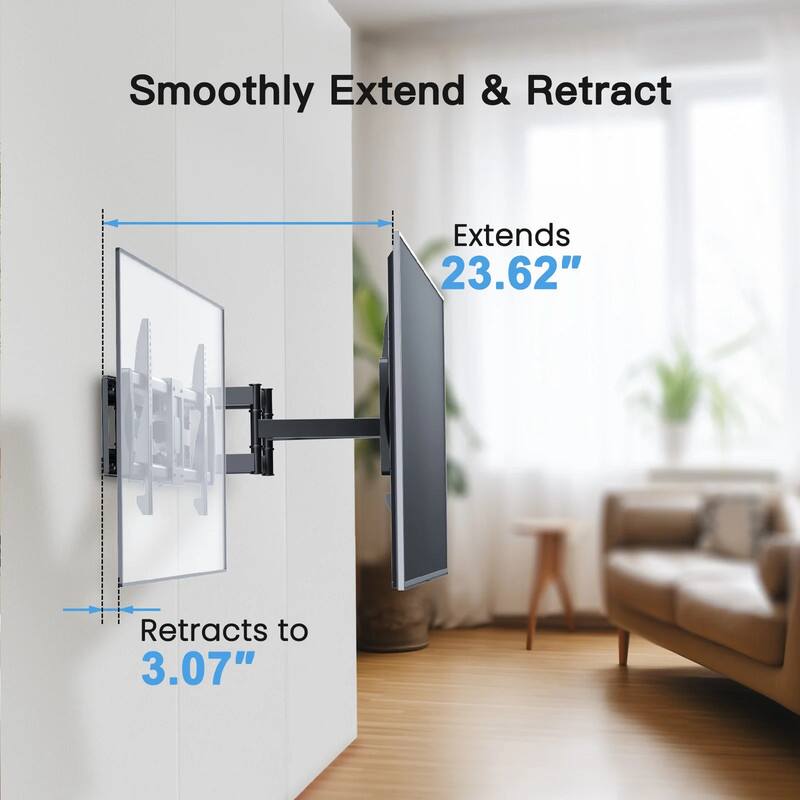 Smoothly Extend & Retract  
Extends 23.62"  
Retracts to 3.07"