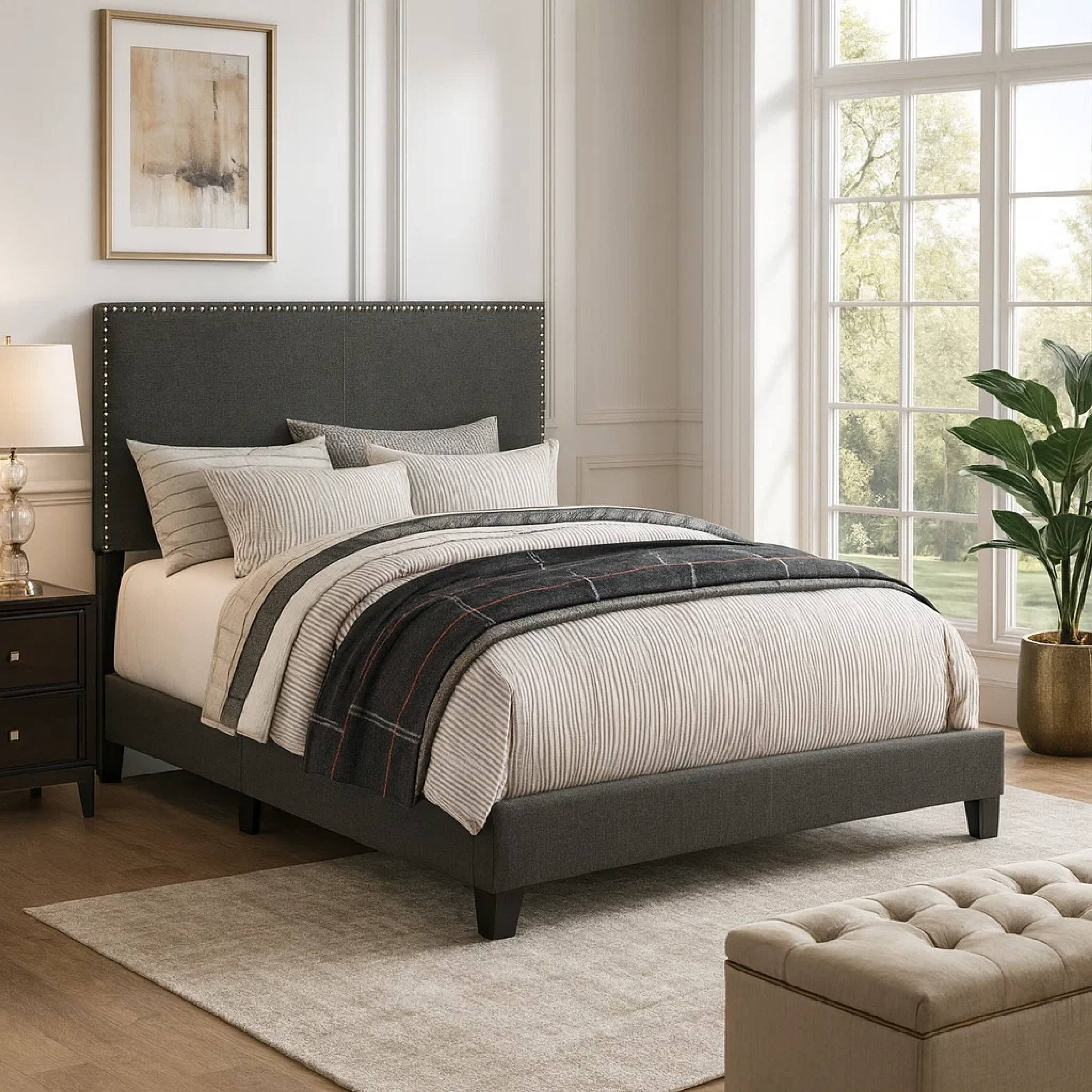 Alt View 5. Manhattan Lane - Espresso Upholstered Eastern King Bed - Espresso.