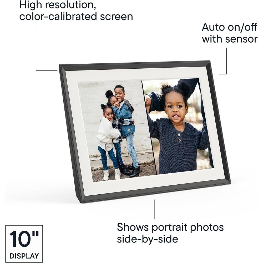 - High resolution, color-calibrated screen
- Auto on/off with sensor
- 10" DISPLAY
- Shows portrait photos side-by-side