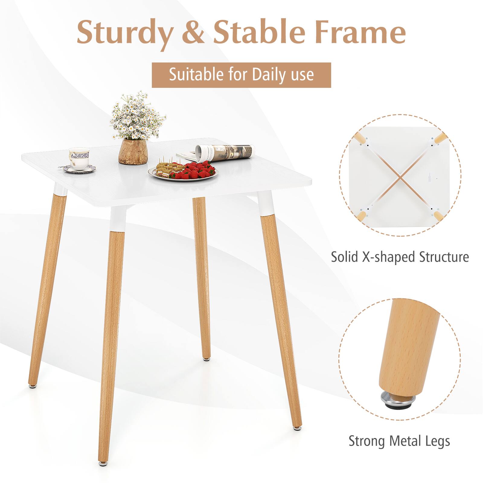 Sturdy & Stable Frame
Suitable for Daily use
Solid X-shaped Structure
Strong Metal Legs