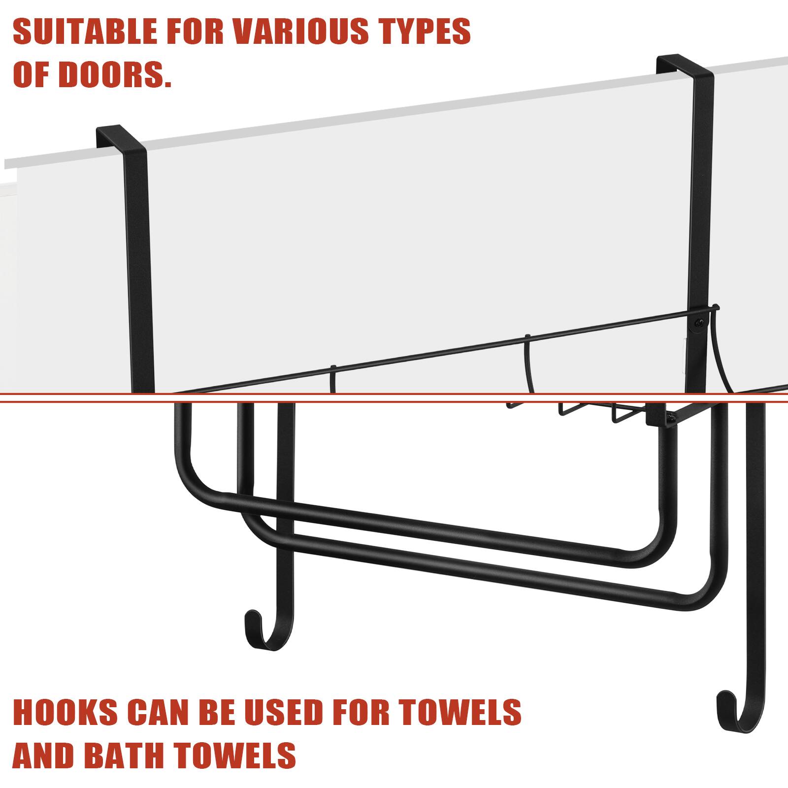SUITABLE FOR VARIOUS TYPES OF DOORS.  
HOOKS CAN BE USED FOR TOWELS AND BATH TOWELS