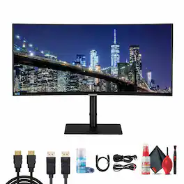 Samsung - ViewFinity S65UA 34" HDR 100 Hz Ultrawide Curved Monitor Bundle