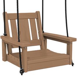 SERWALL - HDPE Heavy Duty Single Porch Swing for Patio Garden Yard - Brown