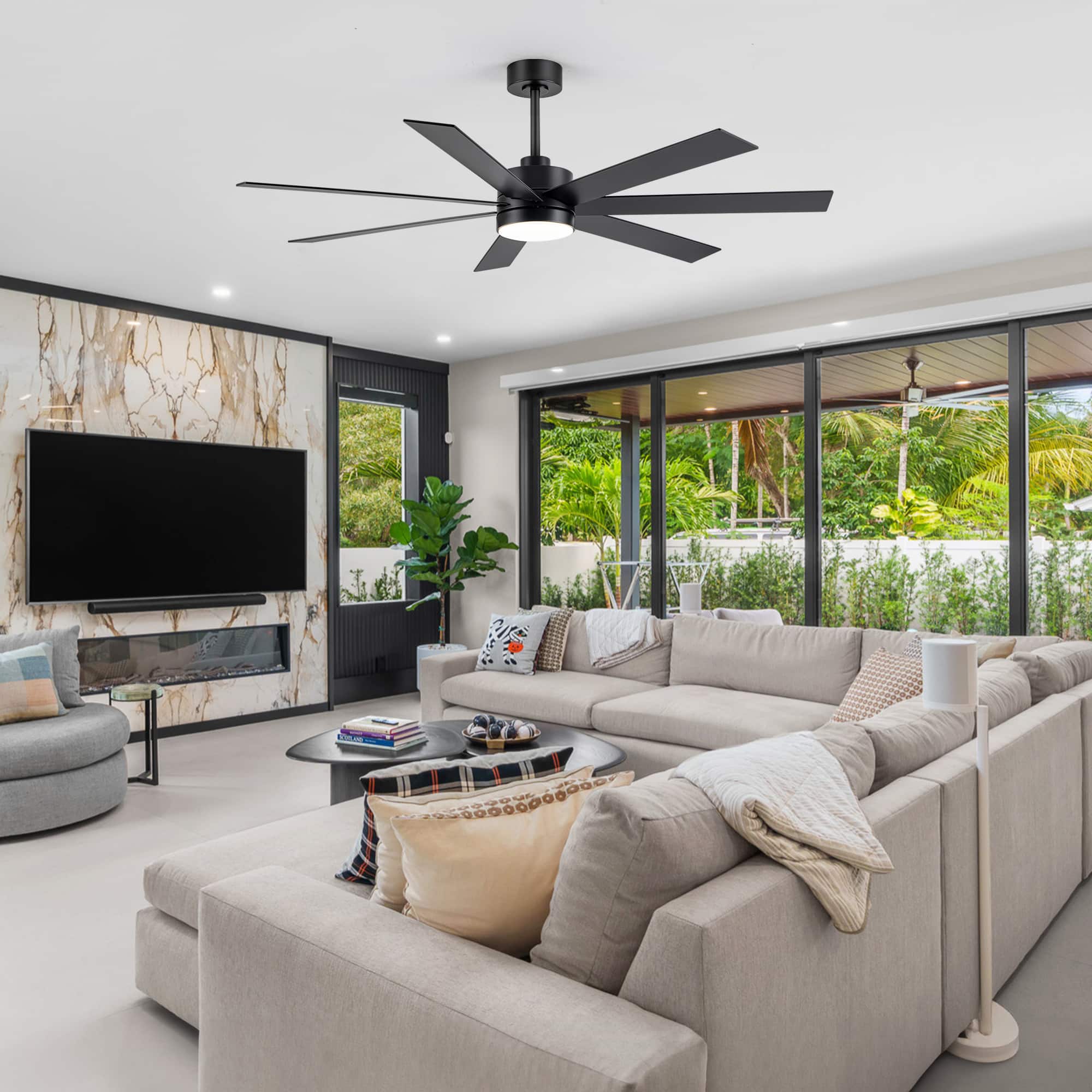 Breezary 62 Inch Ceiling Fan with LED Light, DC Motor, Reversible
