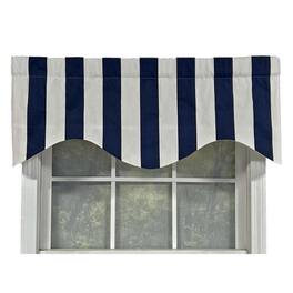 RLF Home - Cabana Stripe Design Super Soft 3" Rod Pocket Valance 50" x 17" - Navy