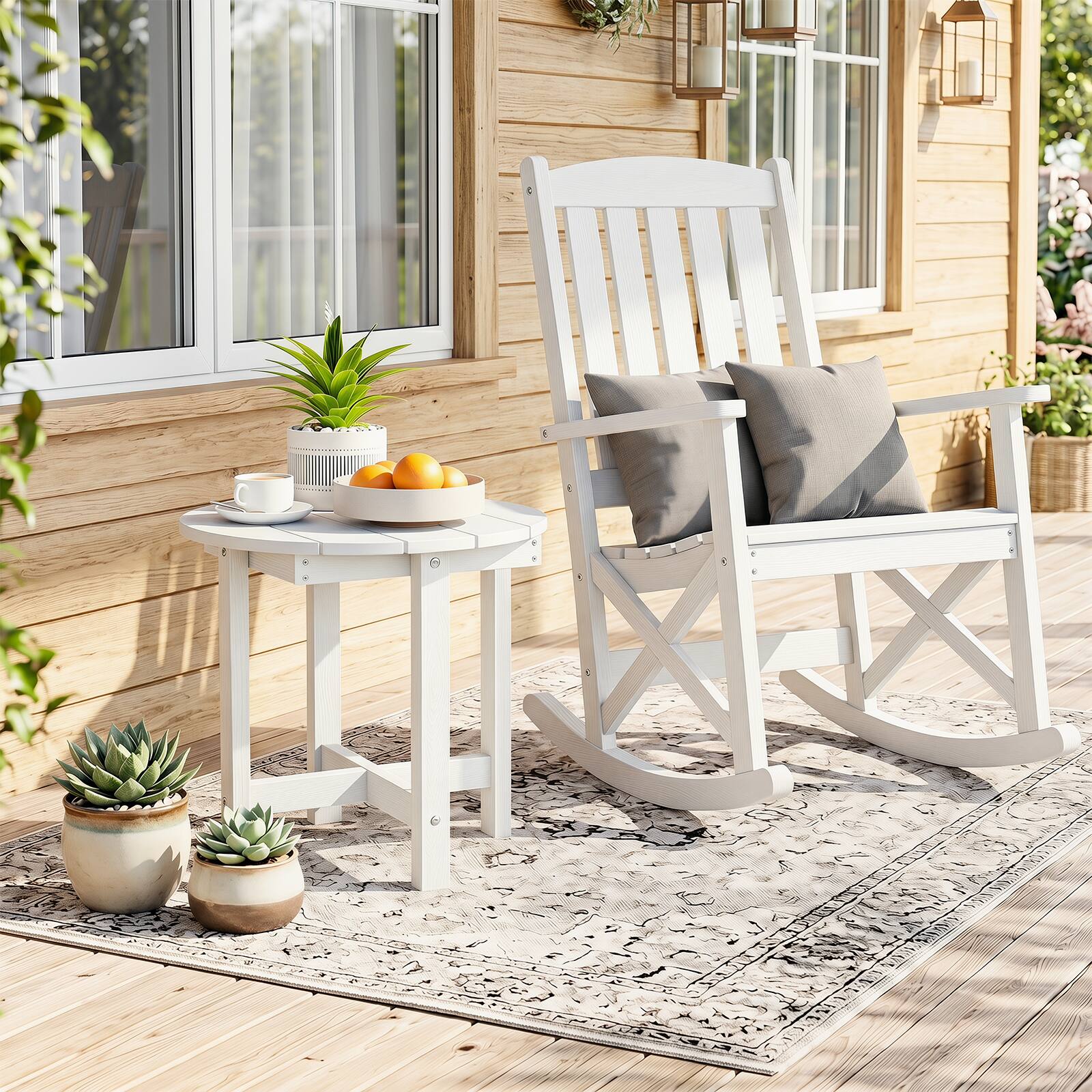 Alt View 3. Costway - Costway 2PCS Outdoor Side Table with Weather-Resistant, Waterproof Top for Patio Deck Pool - White.