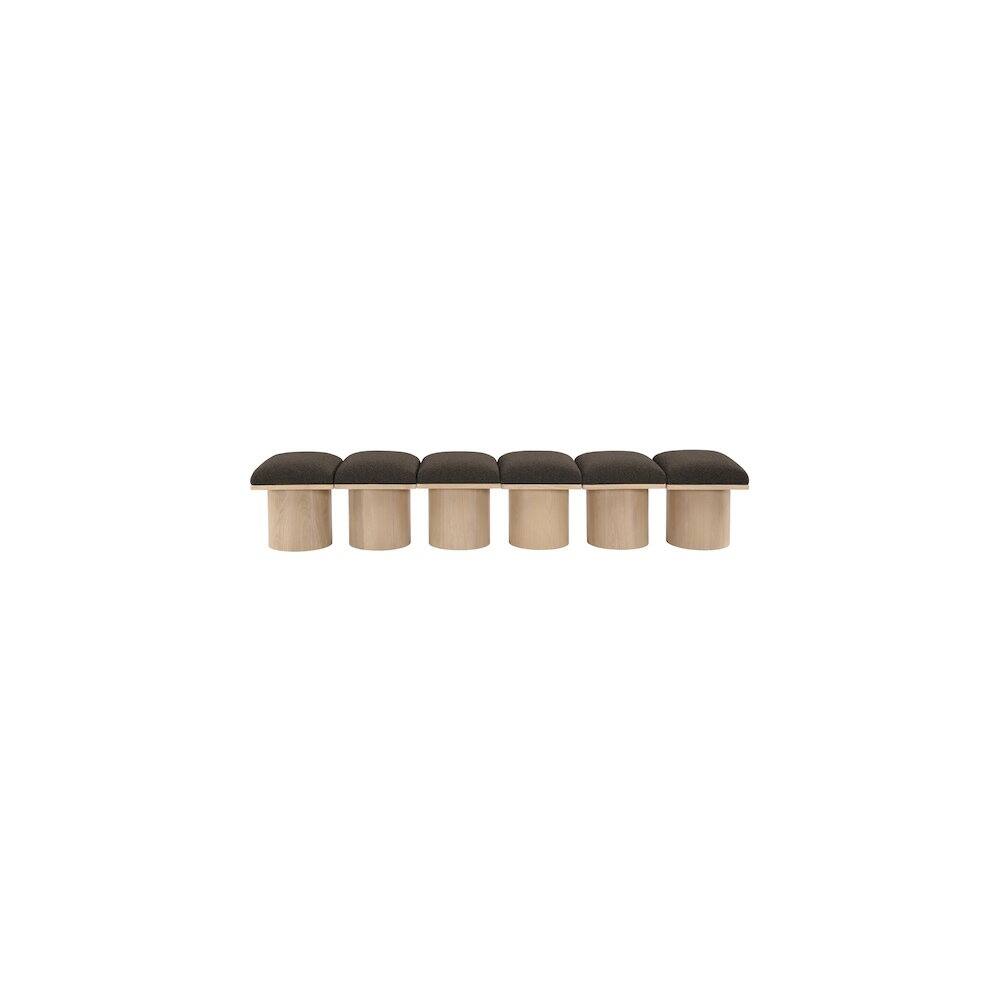 Alt View 1. Meridian Furniture - Pavilion Brown Boucle Fabric Bench - Brown.