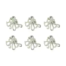 Moby Dick Specialties - Set of 6 Distressed Finish Coastal Cast Iron Octopus Drawer Pulls Cabinet Knobs - White