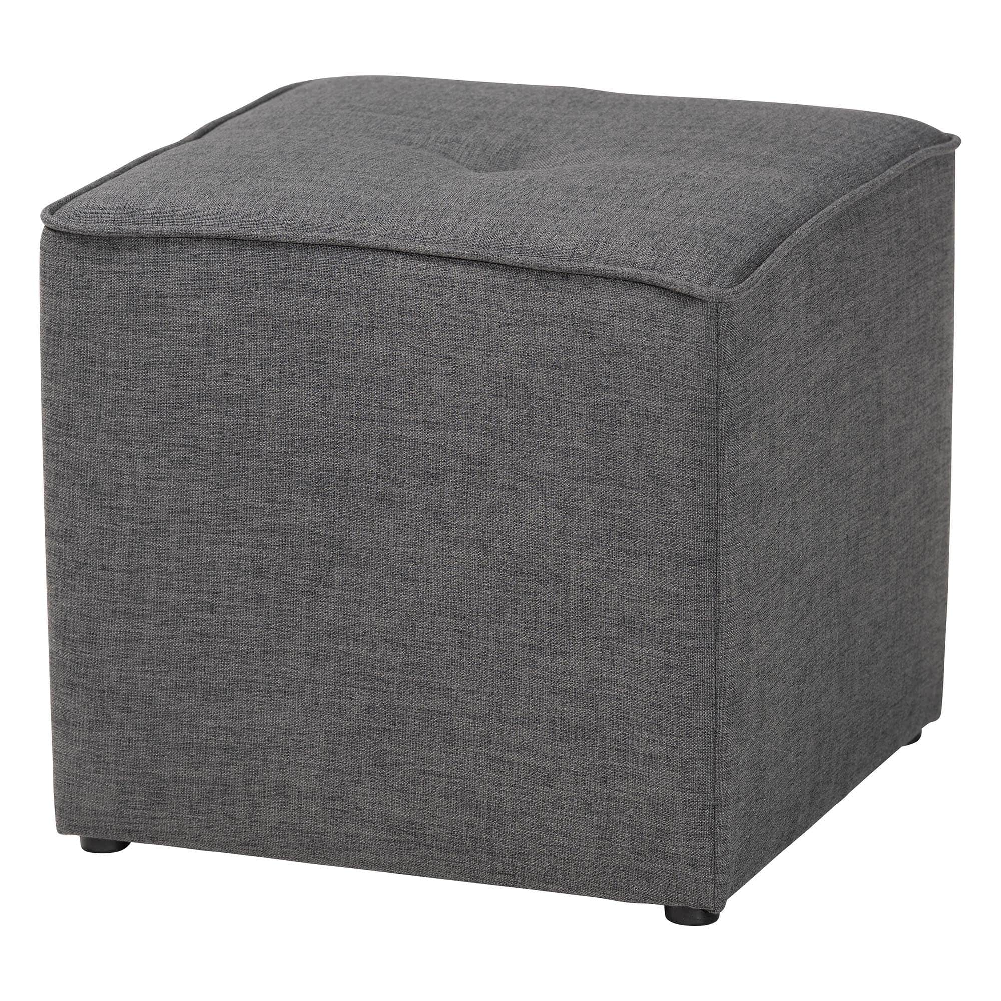Front. Baxton Studio - Corinne Modern and Contemporary Fabric Upholstered Ottoman - Grey.