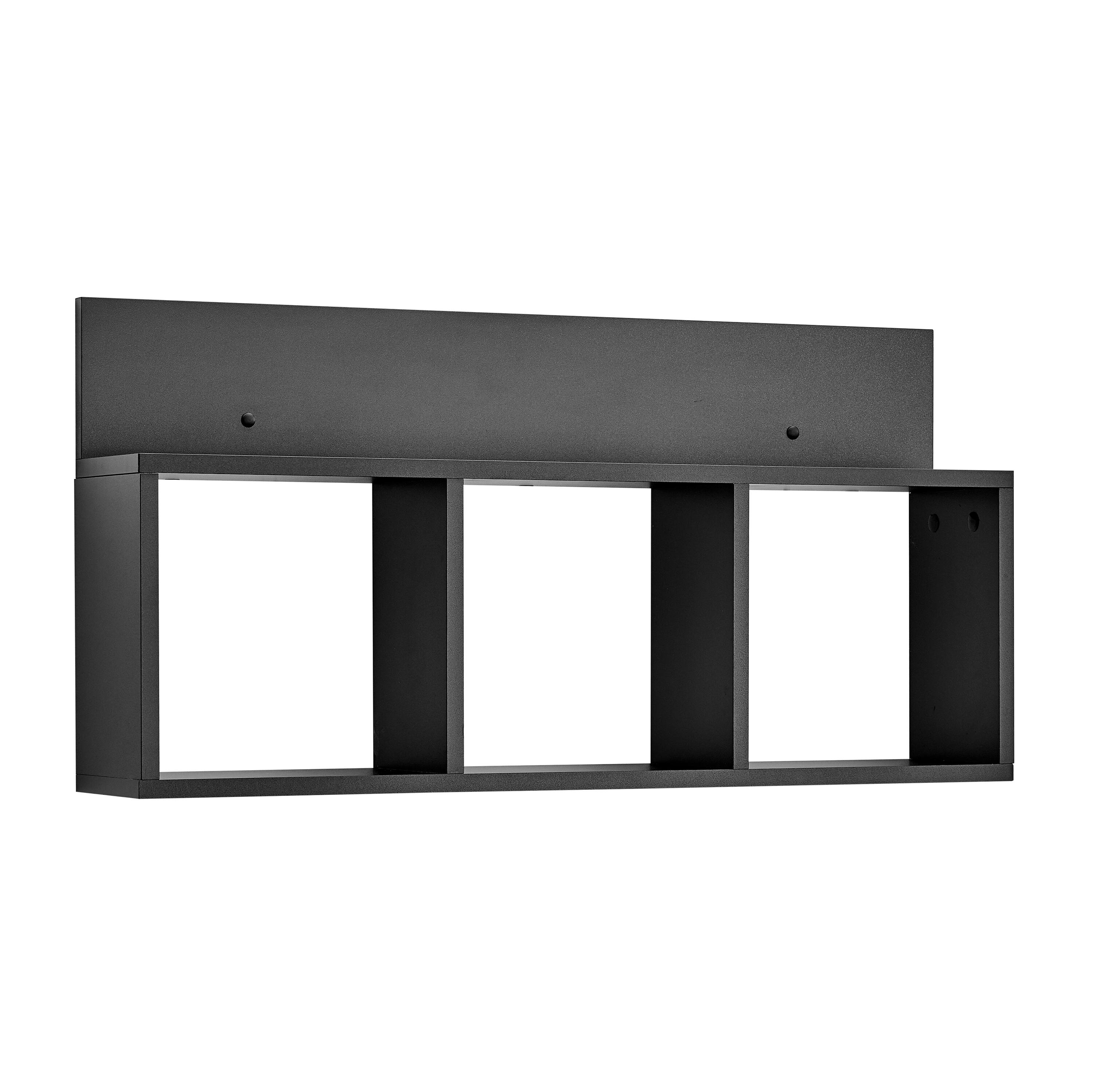 Alt View 5. Danya B - Modern 3 Cube Floating Wall Shelf with Display Ledge - Black - Black.