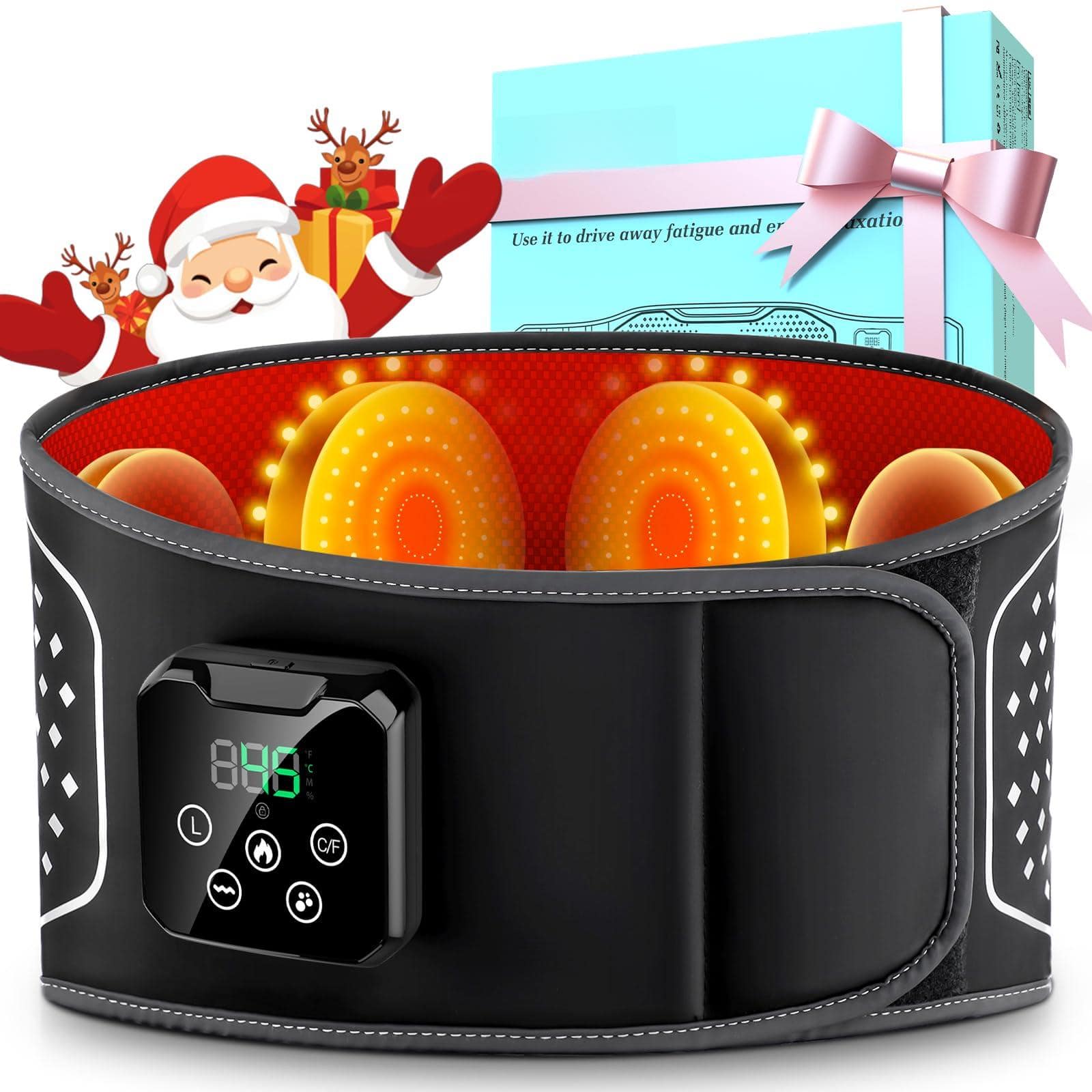 Live At Space - Cordless Heated Waist Belt 3 Vibration 4 Heat Timer 4000mAh Adjustable Massage Wrap - 642146679803
