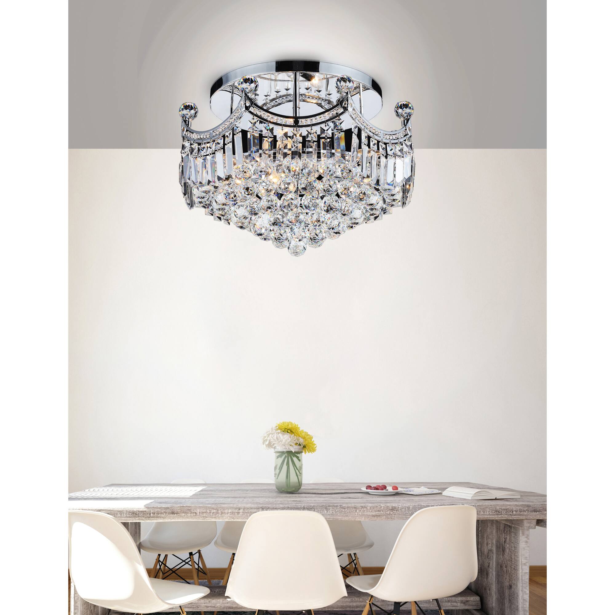 Angle. CWI Lighting - Amanda 8 Light Flush Mount With Chrome Finish - Chrome.