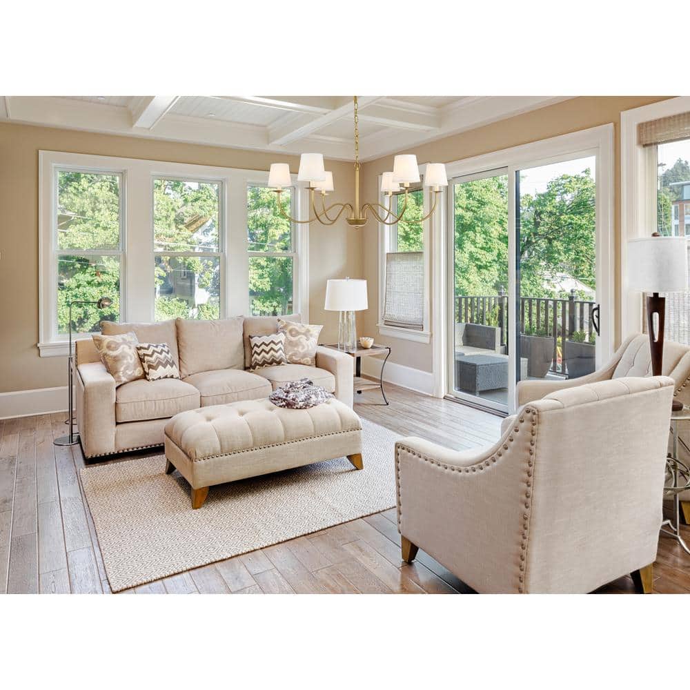 Living District - Eclipse 6 light chandelier - Brass And White Shade price history on PriceWatchPro