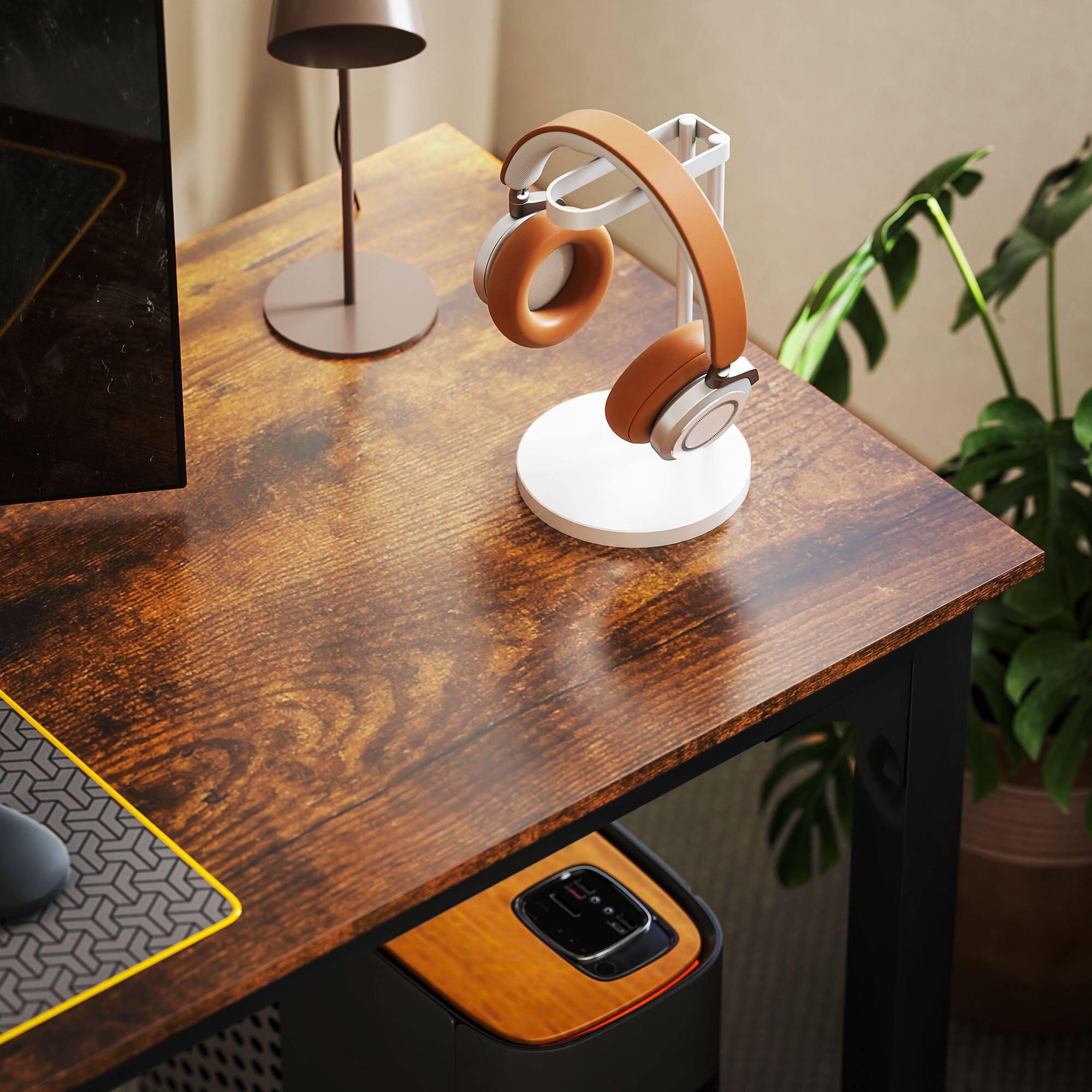 Alt View 8. Homcom - 66" L Shaped Gaming Desk, Reversible 2 Person Computer Desk with File Cabinet and Power Outlets - Distressed Black.