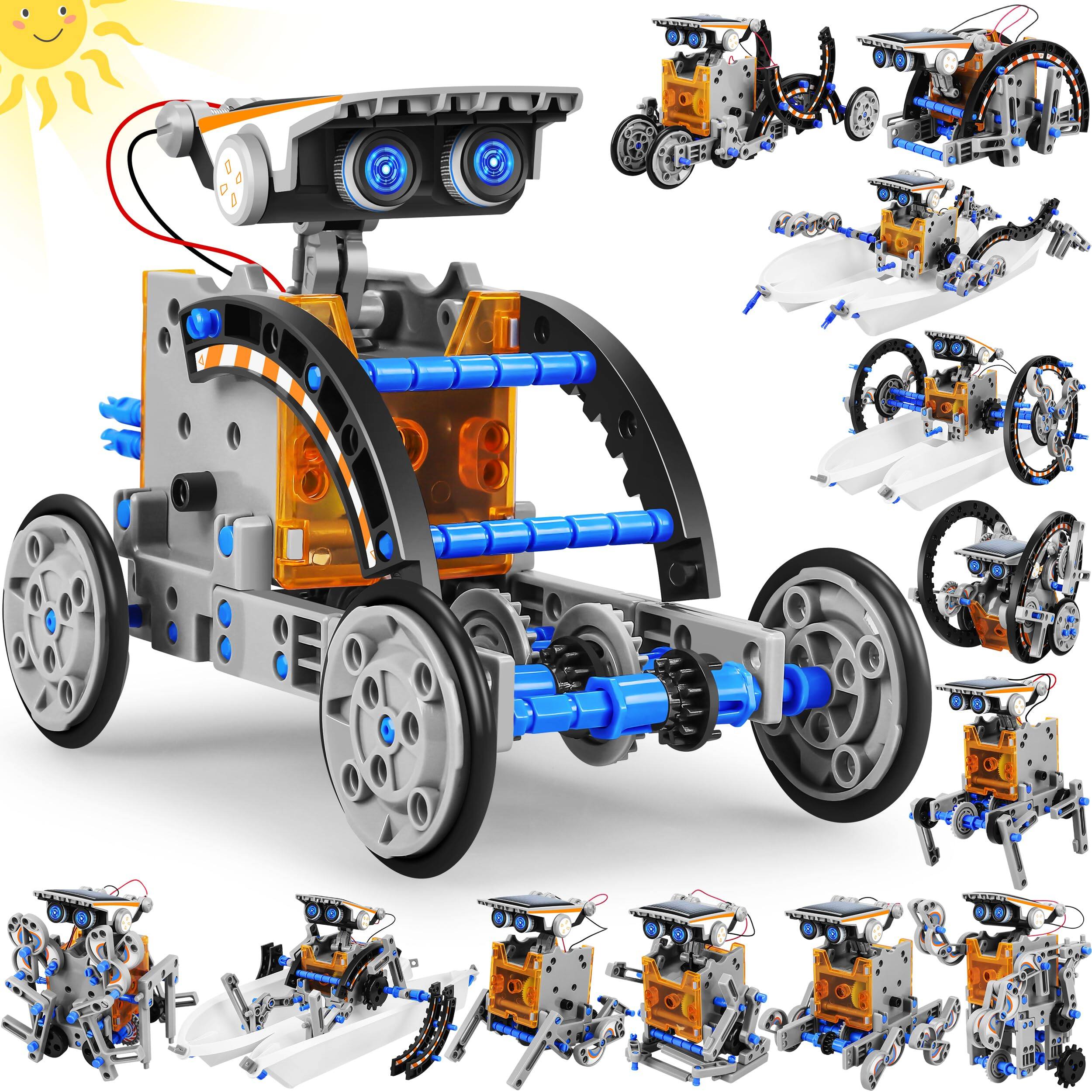 Leash Valley - Stem in-Solar Power Robots Toys For Educational Science Kits Experiment Robotics Set Birthday Gifts Old in-Solar Robot - Blue Gray