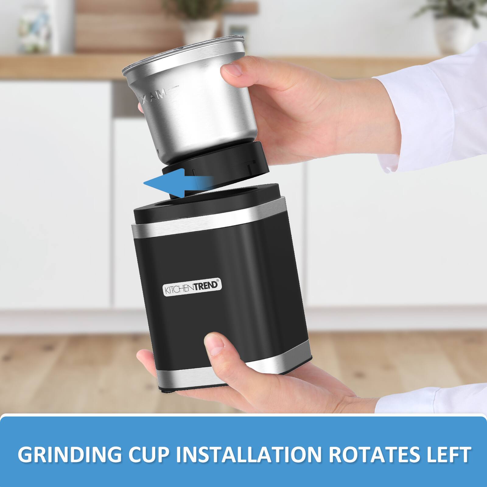 GRINDING CUP INSTALLATION ROTATES LEFT