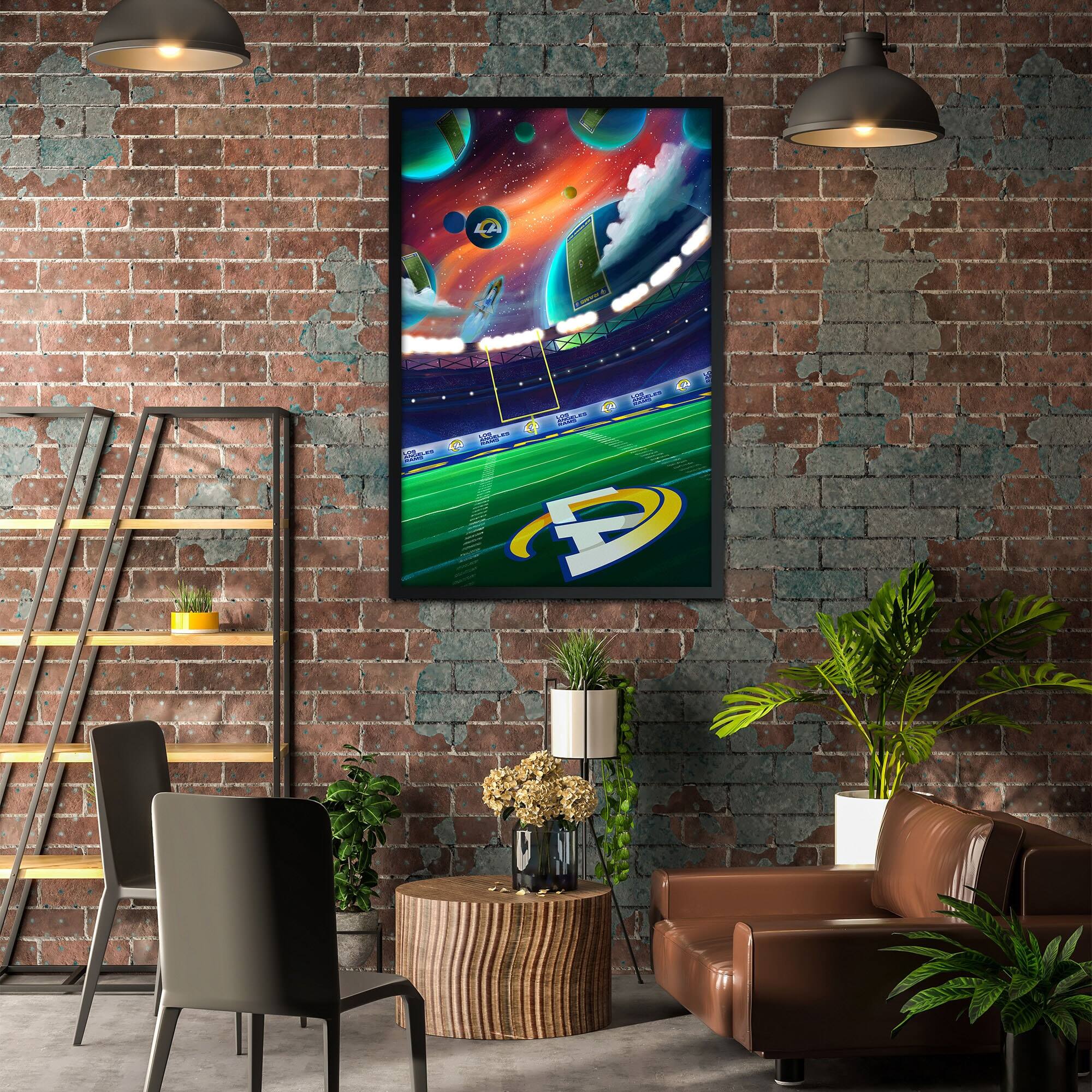 Alt View 1. Sporticulture - Los Angeles Rams Galaxy Print Framed Art - Blue.