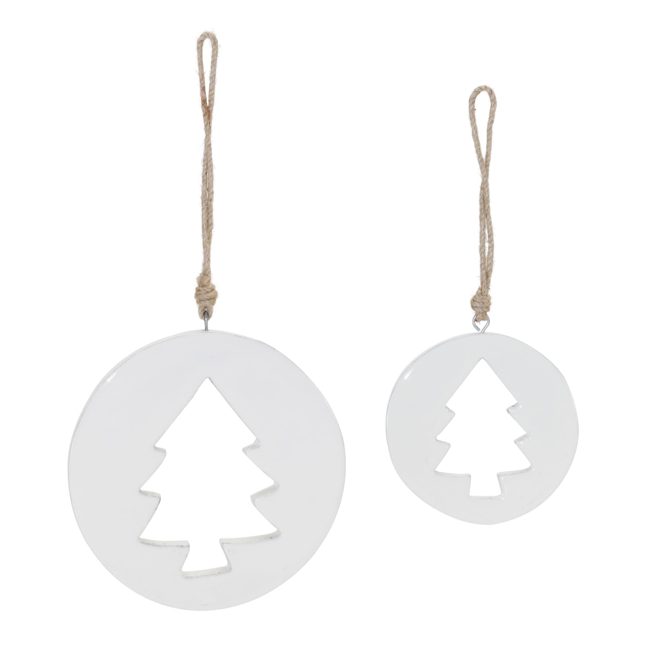 Angle. BreeBe - White Wood Pine Tree Cut-Out Ornament (Set of 12) - white.