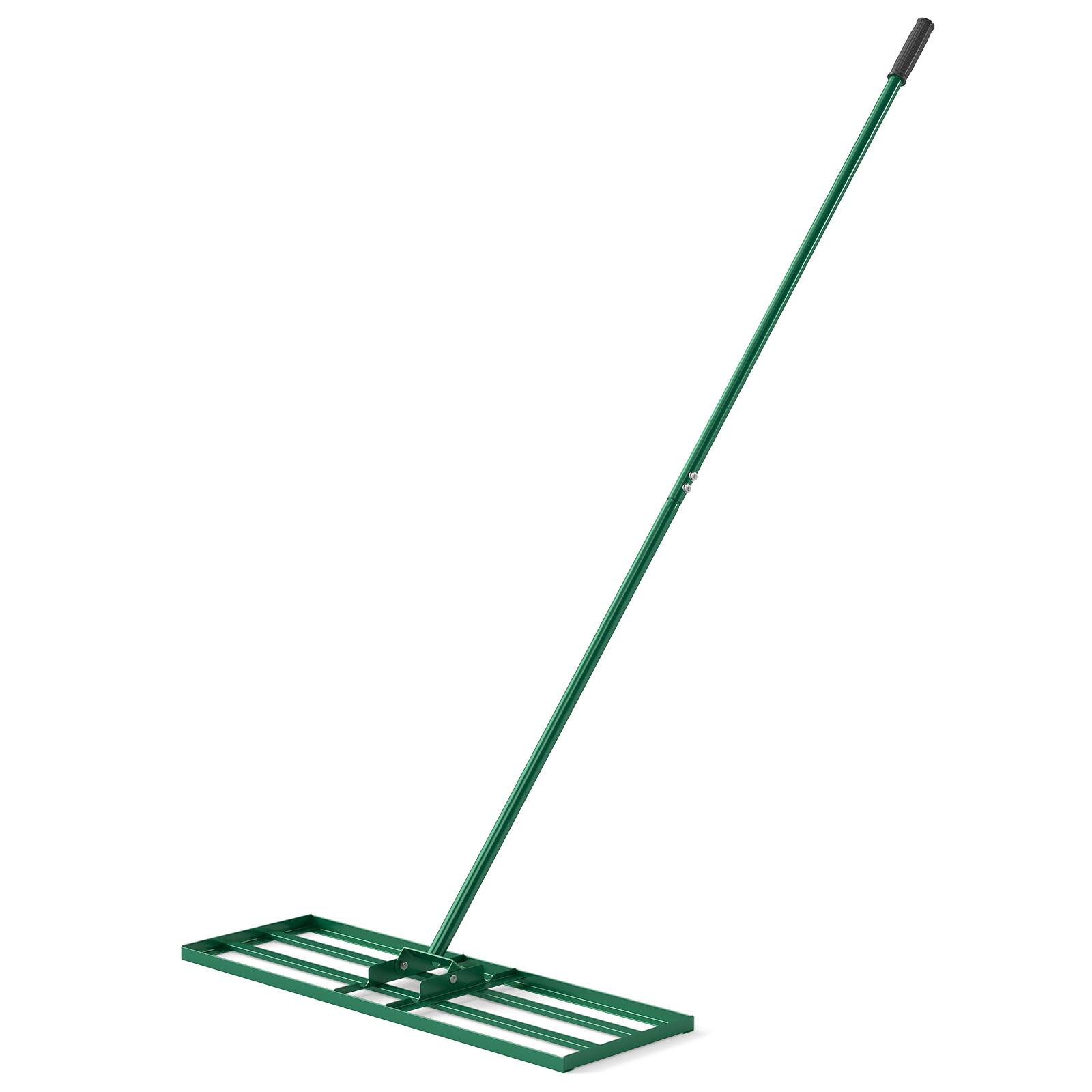 Front. Gymax - Gymax Lawn Leveling Rake 30'' x 10'' Heavy Duty Lawn Level Tool for Soil w/67'' Handle Green - Green.