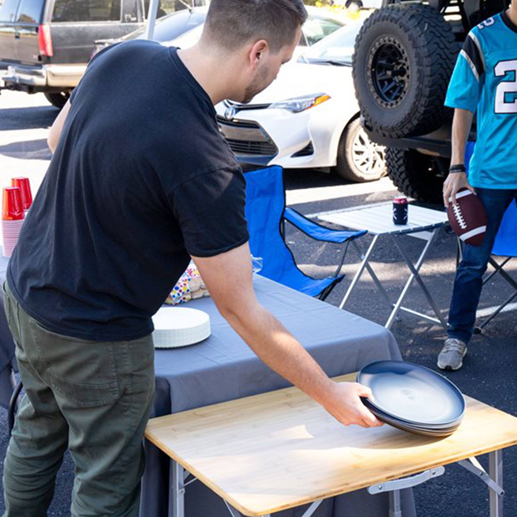 Alt View 10. Camco - Camco Large Durable Aluminum Fold Away Multi Use Outdoor Side Table, Silver - Silver.