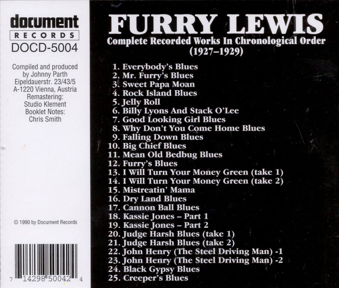 Back. Complete Vintage Recordings of Furry Lewis: 1927-1929 [CD].