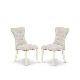 East West Furniture - Dining Room Set Linen White - Brown