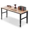 VEVOR - Adjustable Workbench, 2000 lbs Capacity, 61 x 20-inch Heavy Duty Work Bench with 27.1-36 Inches Height Adjustment - Burlywood