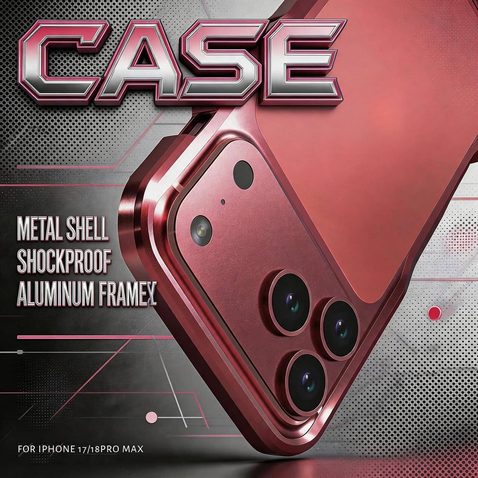 CASE

METAL SHELL SHOCKPROOF ALUMINUM FRAME

FOR IPHONE 17/18 PRO MAX
