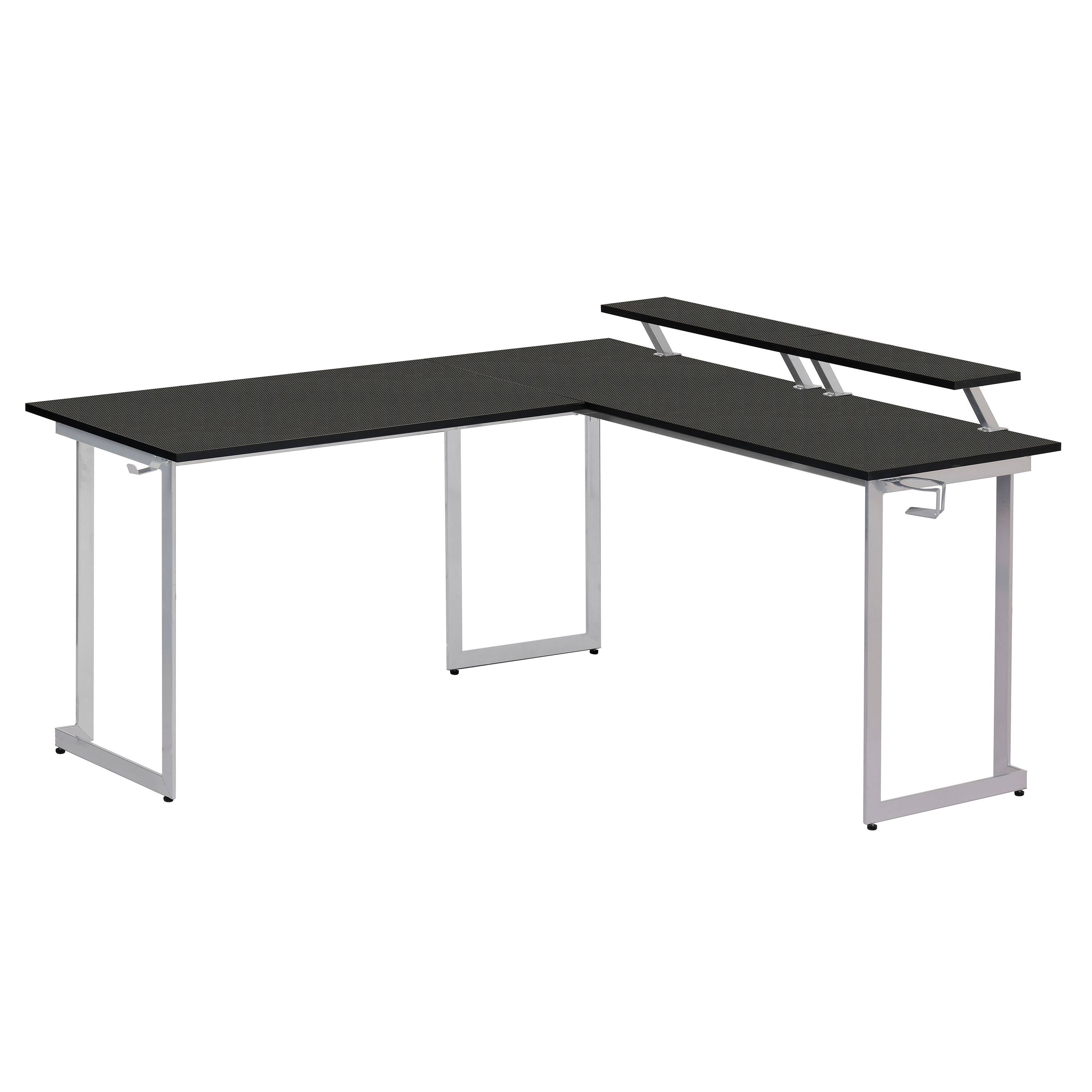 Left. Techni Sport - Techni Sport L-Shaped Gaming Desk with Dual Monitor Stands, Black - Black.