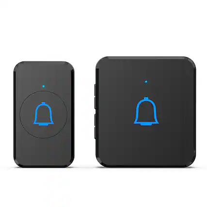 Front. Cluzine - Smart Wireless Doorbell Long Range Remote Control Waterproof Home Door Chime Black.