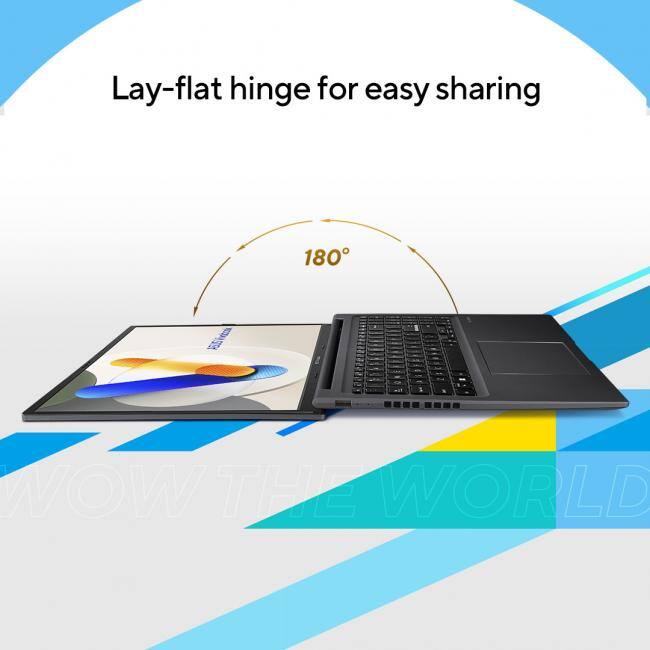 Lay-flat hinge for easy sharing 180° 55 hea 1 . WOW THE WORLD