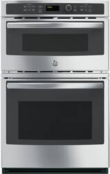 GE - 27" Single Electric Wall Oven with Built-In Microwave - Stainless Steel - Front_Zoom